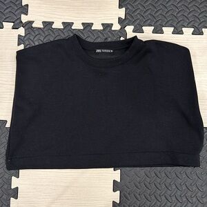 Zara basic black cropped tank top sweatshirt size small